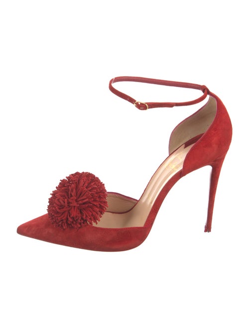 Christian Louboutin Suede Pom-Pom Embellishments D'Orsay Pumps