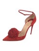 Christian Louboutin Suede Pom-Pom Embellishments D'Orsay Pumps