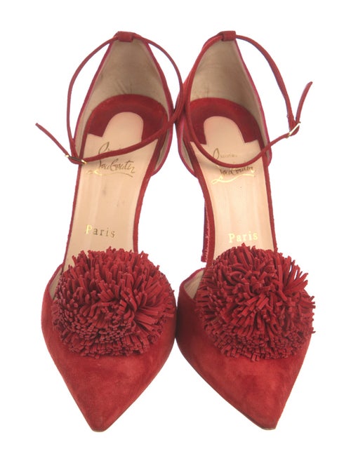 Christian Louboutin Suede Pom-Pom Embellishments D'Orsay Pumps