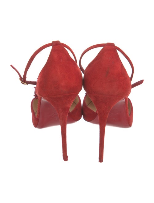 Christian Louboutin Suede Pom-Pom Embellishments D'Orsay Pumps