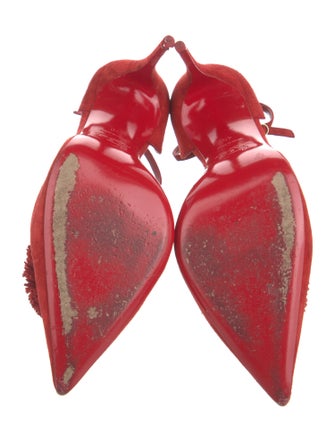 Christian Louboutin Suede Pom-Pom Embellishments D'Orsay Pumps