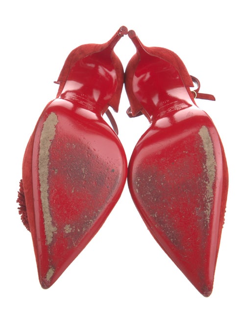 Christian Louboutin Suede Pom-Pom Embellishments D'Orsay Pumps