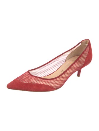Christian Louboutin Suede Mesh Accents Pumps