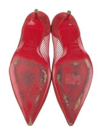 Christian Louboutin Suede Mesh Accents Pumps