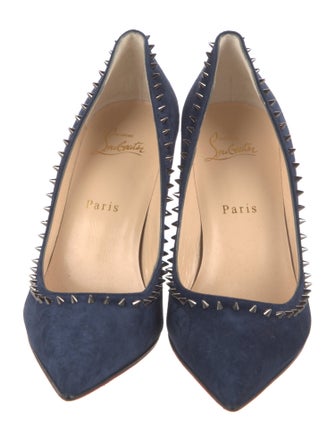 Christian Louboutin Spike Accents Suede Pumps