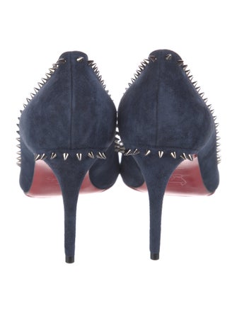 Christian Louboutin Spike Accents Suede Pumps