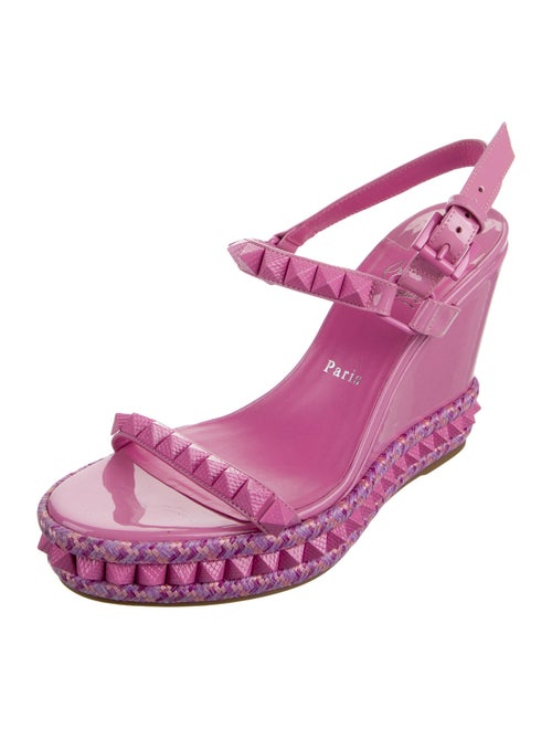 Christian Louboutin Patent Leather Studded Accents Sandals