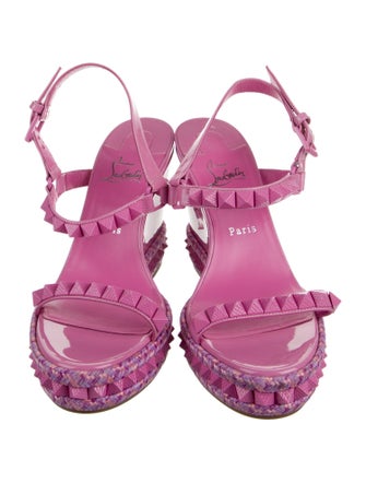 Christian Louboutin Patent Leather Studded Accents Sandals