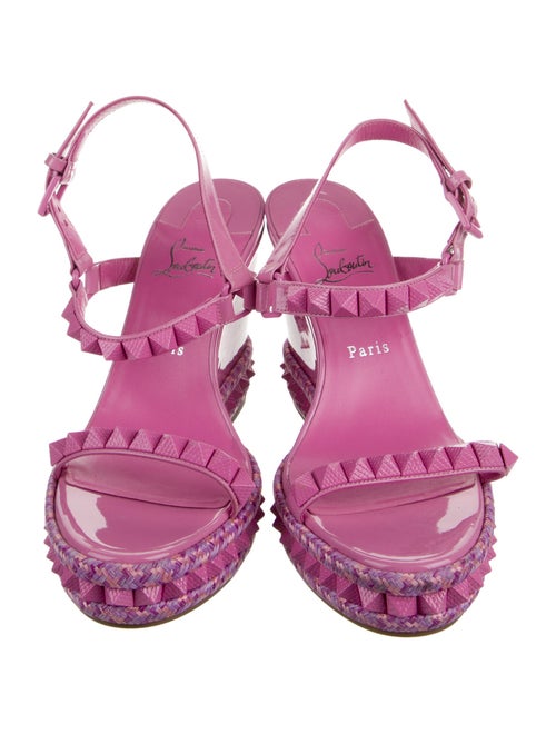 Christian Louboutin Patent Leather Studded Accents Sandals