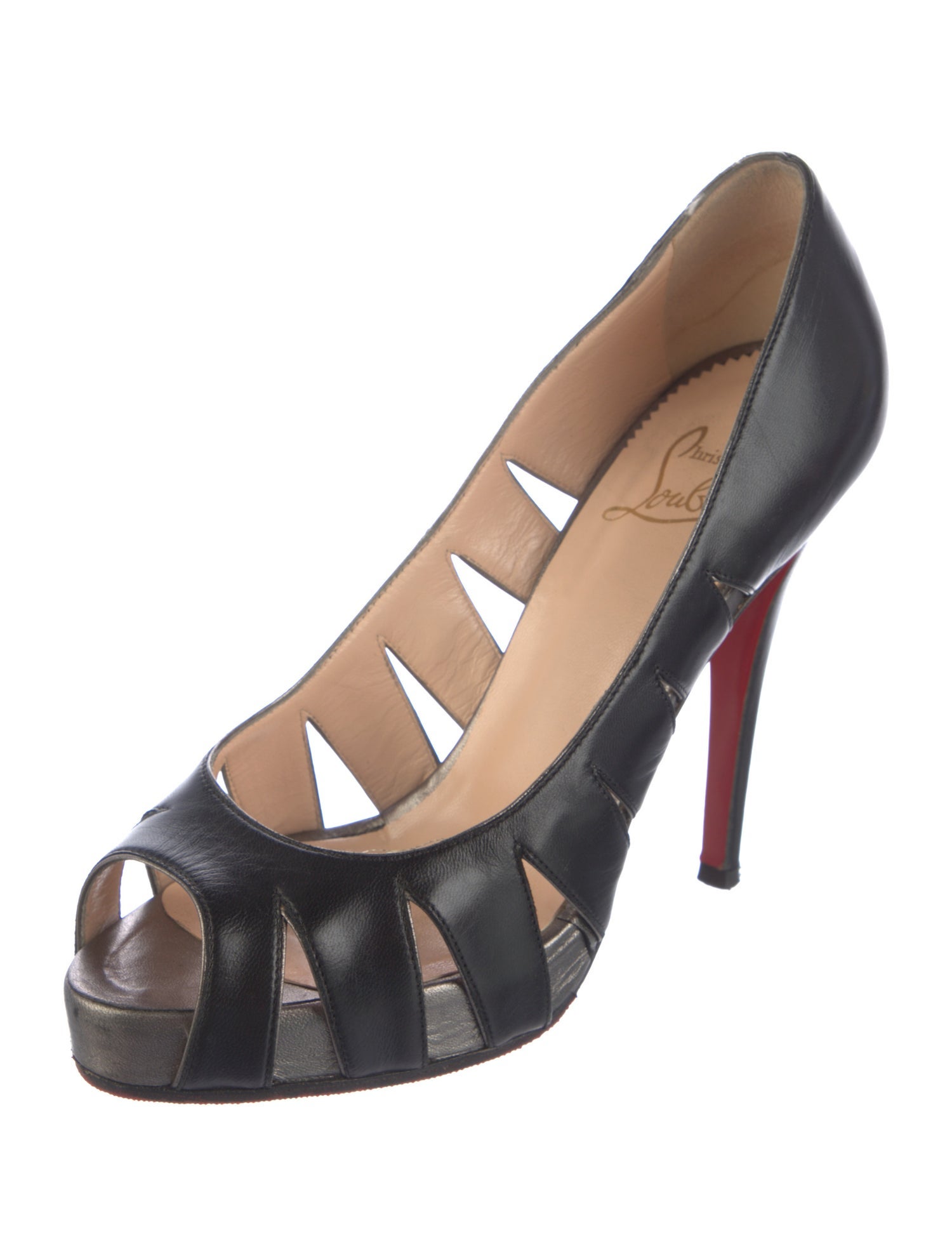 Christian Louboutin Leather Cutout Accent Pumps