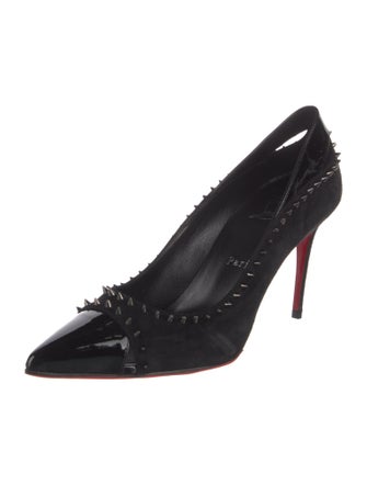 Christian Louboutin Spike Accents Suede Pumps