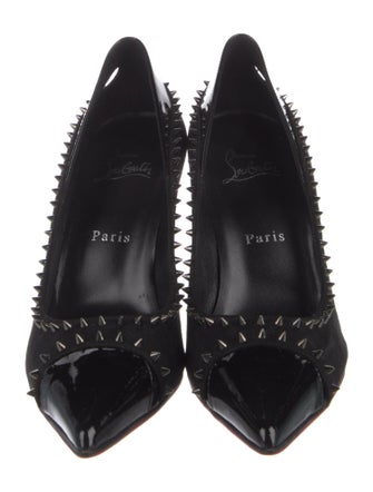 Christian Louboutin Spike Accents Suede Pumps