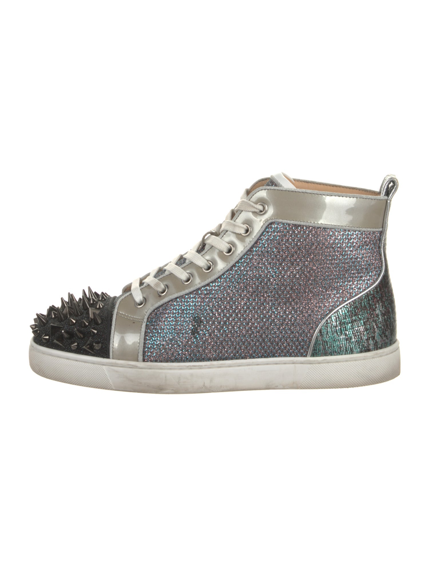 Christian Louboutin Spike Accents Glitter Oxfords