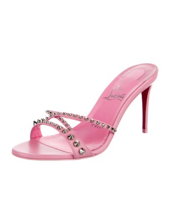 Christian Louboutin Spike Accents Leather Slides