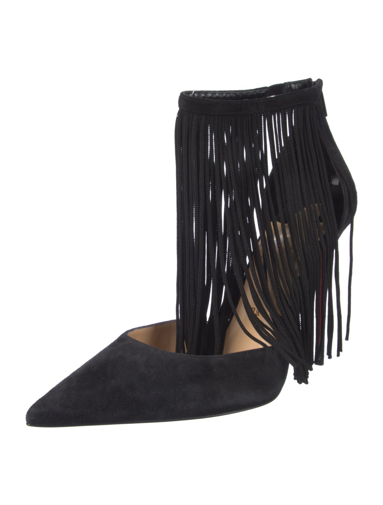 Christian Louboutin Suede Fringe Trim Accent Pumps