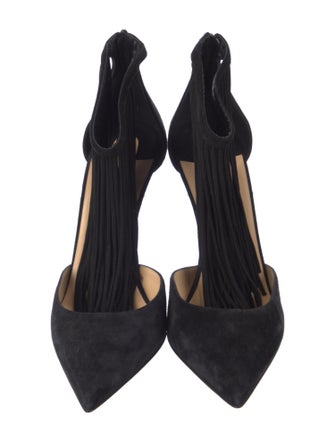 Christian Louboutin Suede Fringe Trim Accent Pumps