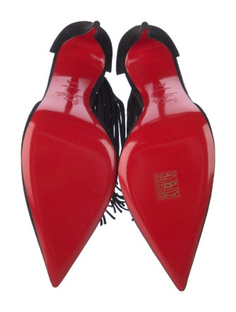 Christian Louboutin Suede Fringe Trim Accent Pumps