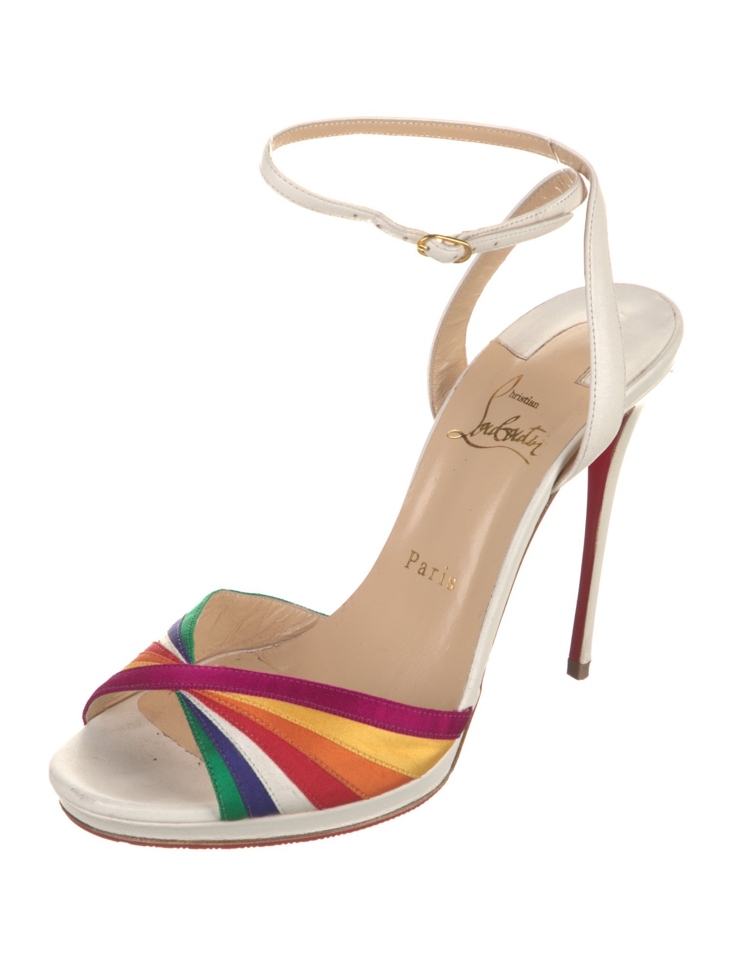 Christian Louboutin Satin Colorblock Pattern Sandals