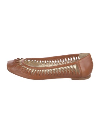 Christian Louboutin Leather Lasercut Accents Ballet Flats