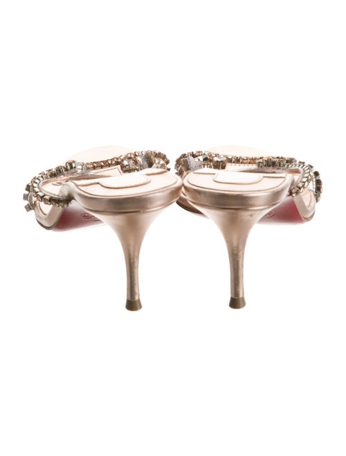 Christian Louboutin Leather Crystal Embellishments Slides