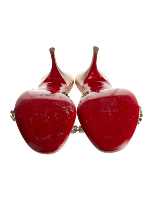 Christian Louboutin Leather Crystal Embellishments Slides