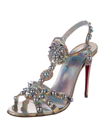 Christian Louboutin Spike Accents Leather Slingback Sandals