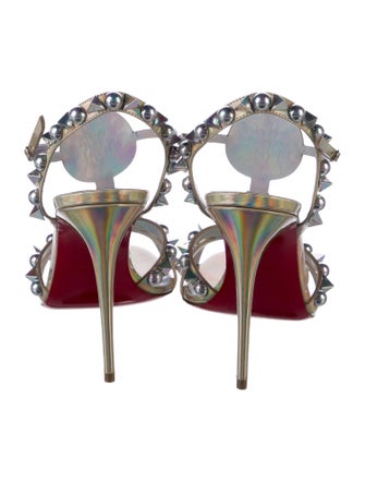 Christian Louboutin Spike Accents Leather Slingback Sandals