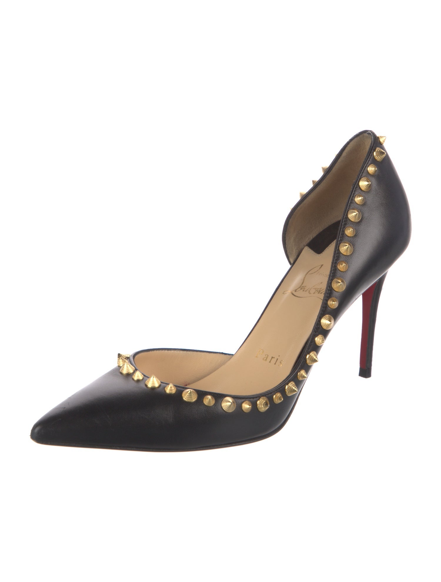 Christian Louboutin Spike Accents Leather D'Orsay Pumps