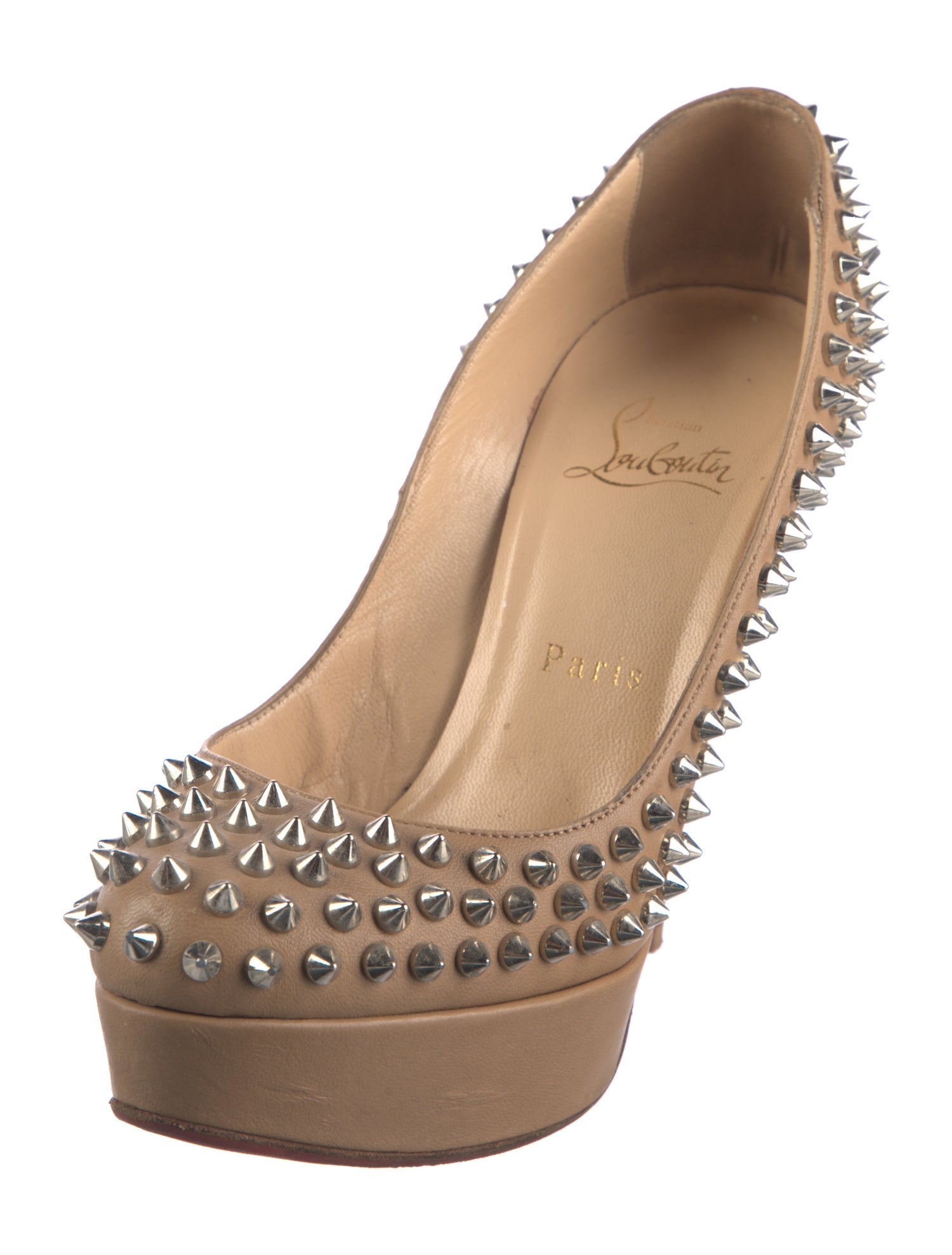Christian Louboutin Leather Studded Accents Pumps