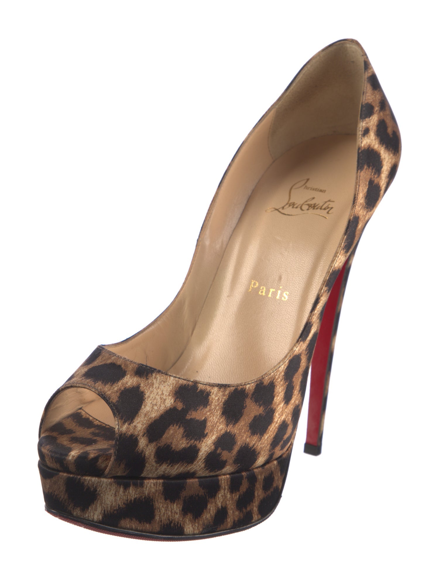 Christian Louboutin Satin Animal Print Pumps