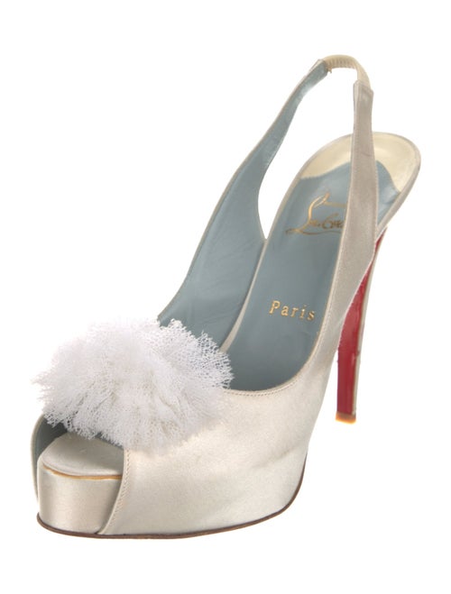 Christian Louboutin Satin Mesh Accents Slingback Pumps
