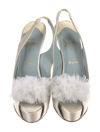 Christian Louboutin Satin Mesh Accents Slingback Pumps
