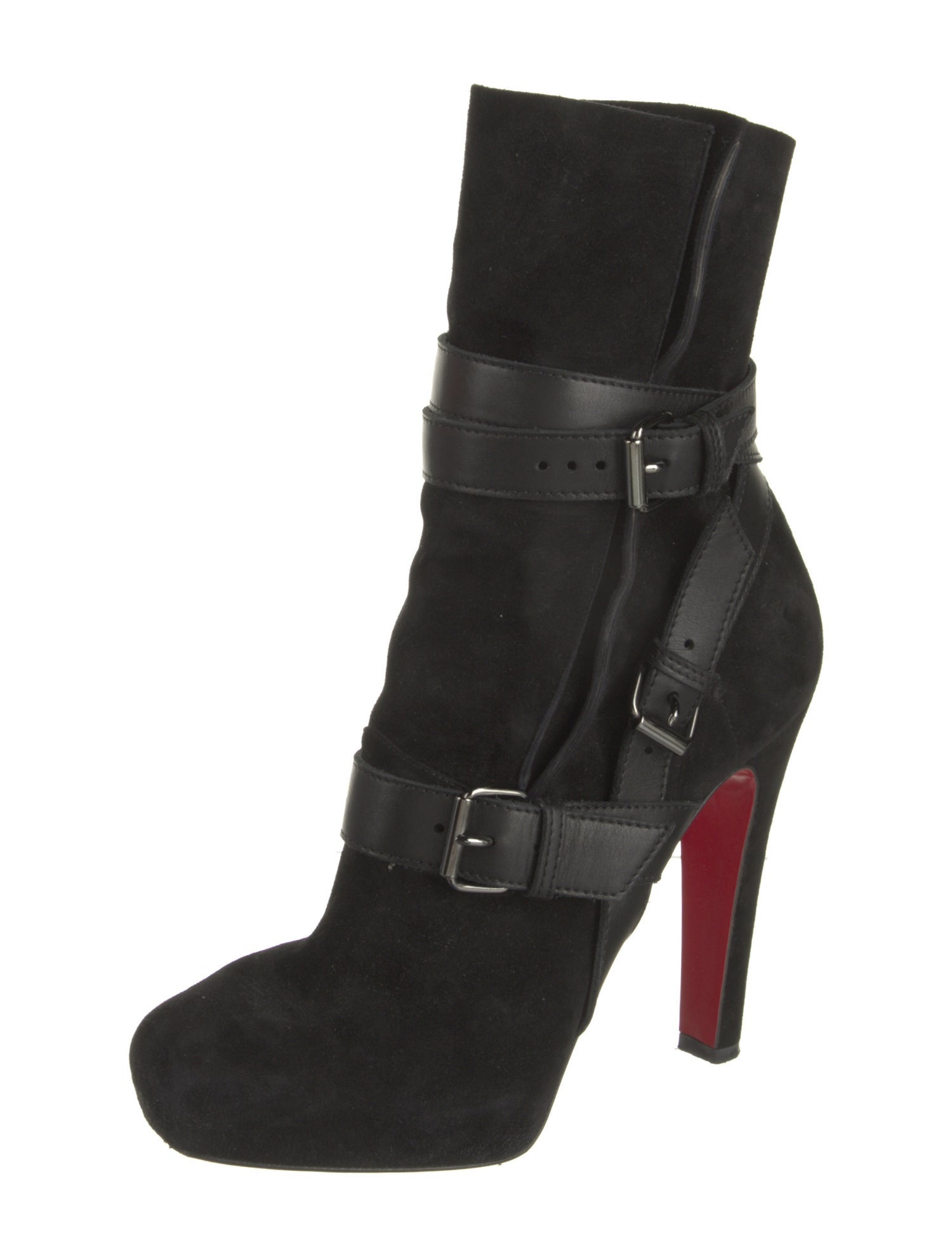 Christian Louboutin Suede Leather Trim Embellishment Sock Boots
