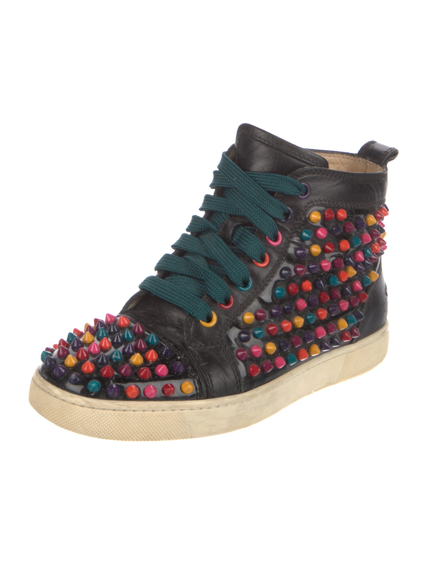 Christian Louboutin Spike Accents Leather Sneakers