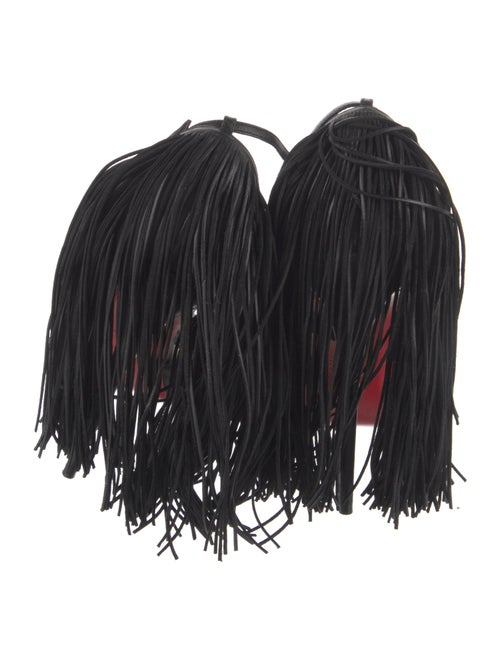 Christian Louboutin Leather Fringe Trim Accent D'Orsay Pumps