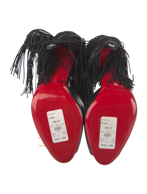 Christian Louboutin Leather Fringe Trim Accent D'Orsay Pumps