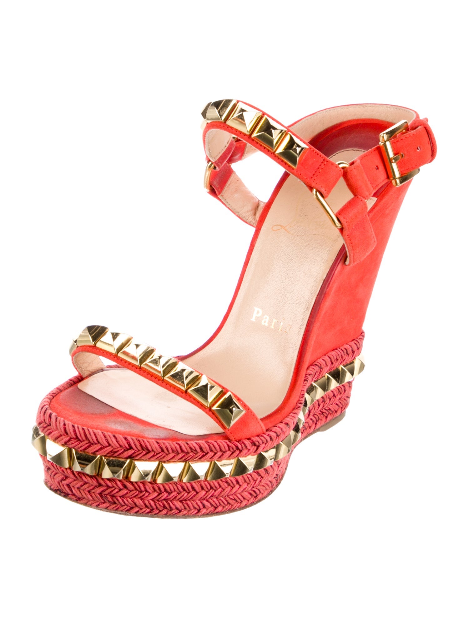 Christian Louboutin Suede Studded Accents Espadrilles