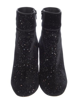 Christian Louboutin Velvet Glitter Accents Boots