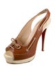 Christian Louboutin Leather Bow Accents Slingback Pumps