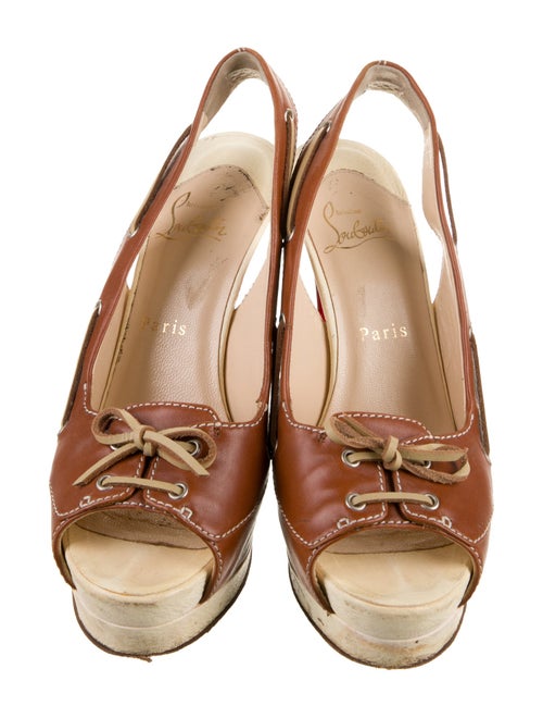 Christian Louboutin Leather Bow Accents Slingback Pumps