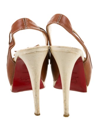 Christian Louboutin Leather Bow Accents Slingback Pumps