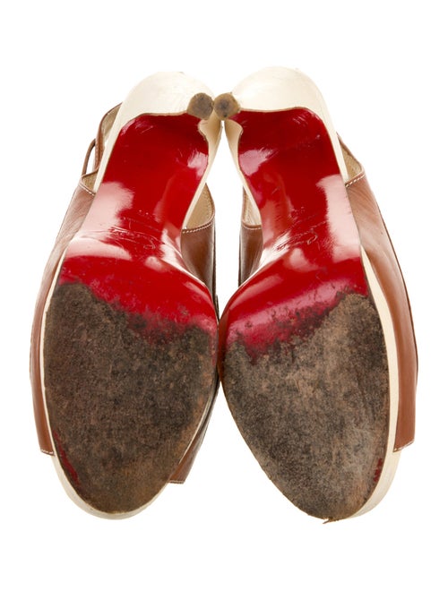 Christian Louboutin Leather Bow Accents Slingback Pumps
