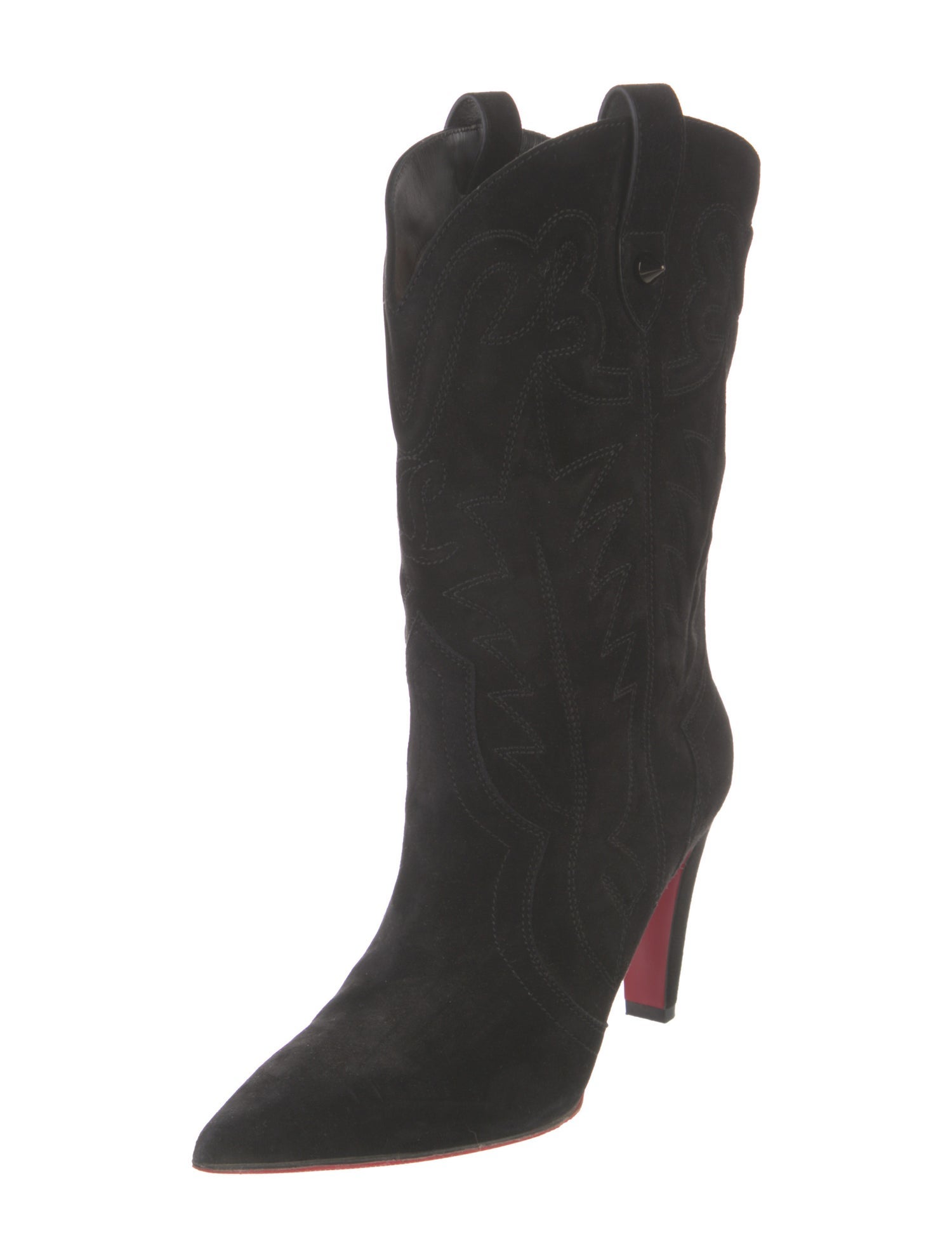 Christian Louboutin Spike Accents Suede Western Boots