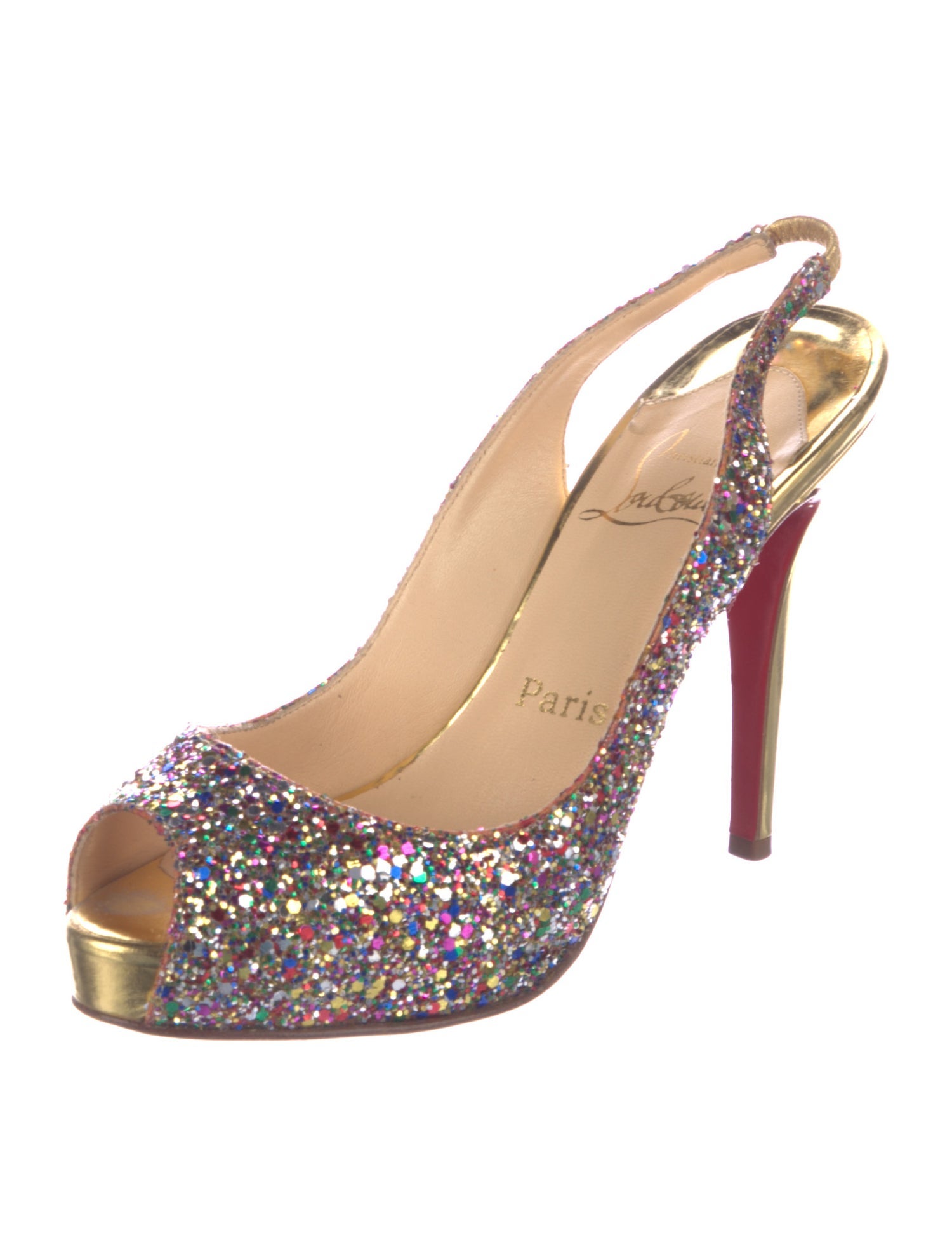 Christian Louboutin Glitter Slingback Pumps