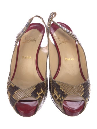 Christian Louboutin Snakeskin Animal Print Slingback Sandals