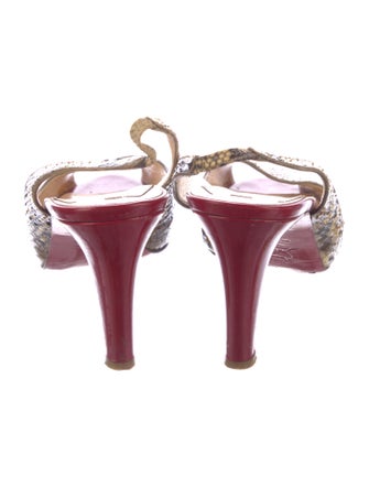 Christian Louboutin Snakeskin Animal Print Slingback Sandals