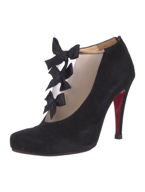 Christian Louboutin Suede Mesh Accents T-Strap Pumps