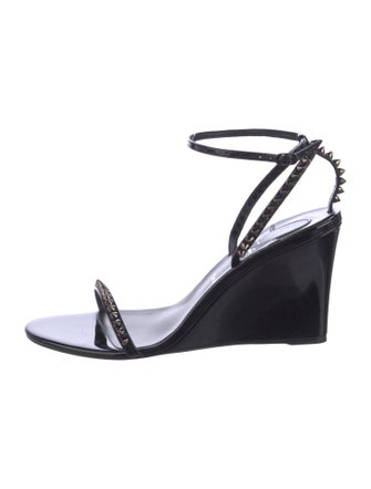 Christian Louboutin Spike Accents Patent Leather Sandals