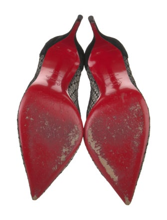 Christian Louboutin Suede Lace Pattern Pumps