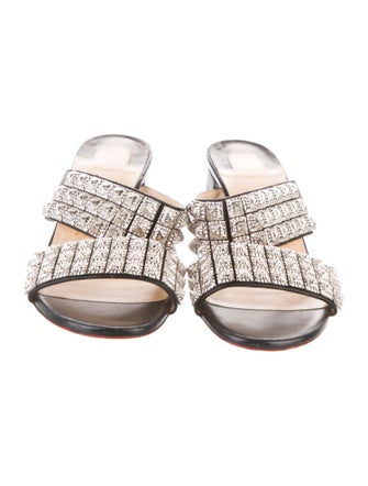 Christian Louboutin Leather Studded Accents Slides
